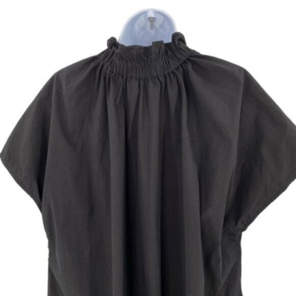Pomander Place | NEW Black Rae Short Cap Sleeve Ruffle Collar Blouse Size S - Picture 9 of 10